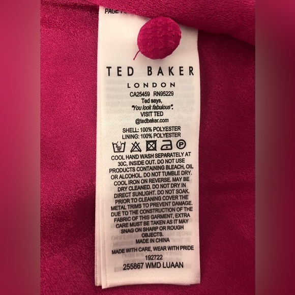 Ted Baker Luaan Button Through Deep Pink Long Dress - Picture 5 of 5